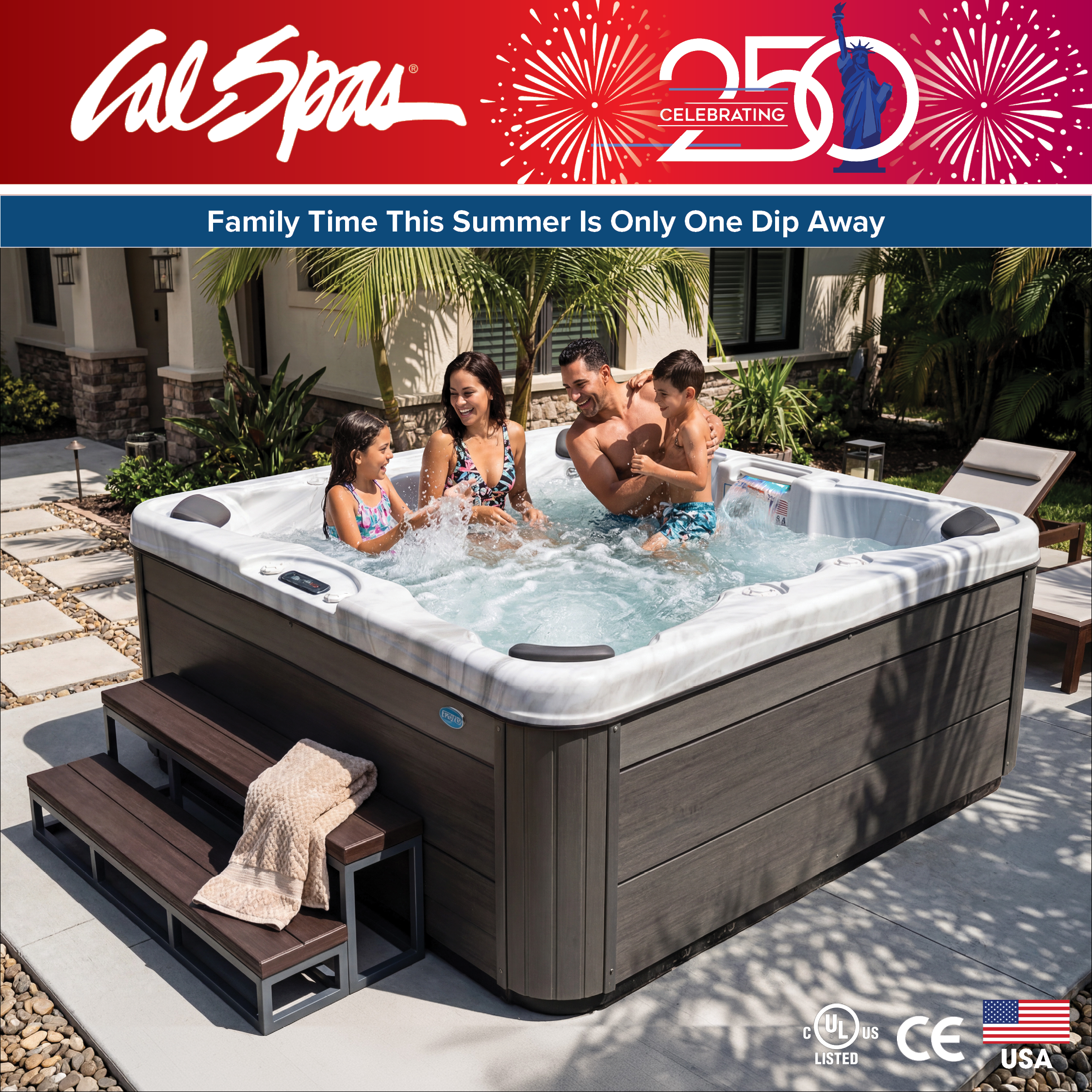 Calspas hot tub being used in a family setting - St. Catharines